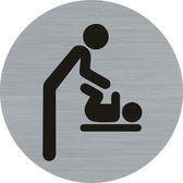 Deurbordje - baby verschoningstafelbord - bordje - baby - verschoningstafel - heer - rond met RVS look