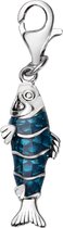 Quiges – 925 - Zilver – Charm - Bedel - Hanger - 3D Vis Blauw - met – sterling - zilver - karabijnslot - geschikt - voor - Zinzi, Thomas – Sabo - Ti Sento - Bedelarmband HC014
