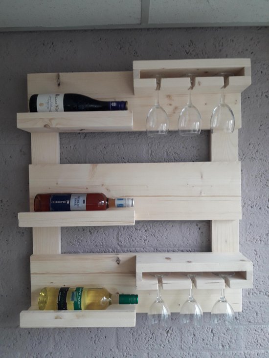 Casier à vin suspendu en bois pour sur le mur Nouveau bois d'échafaudage |  bol