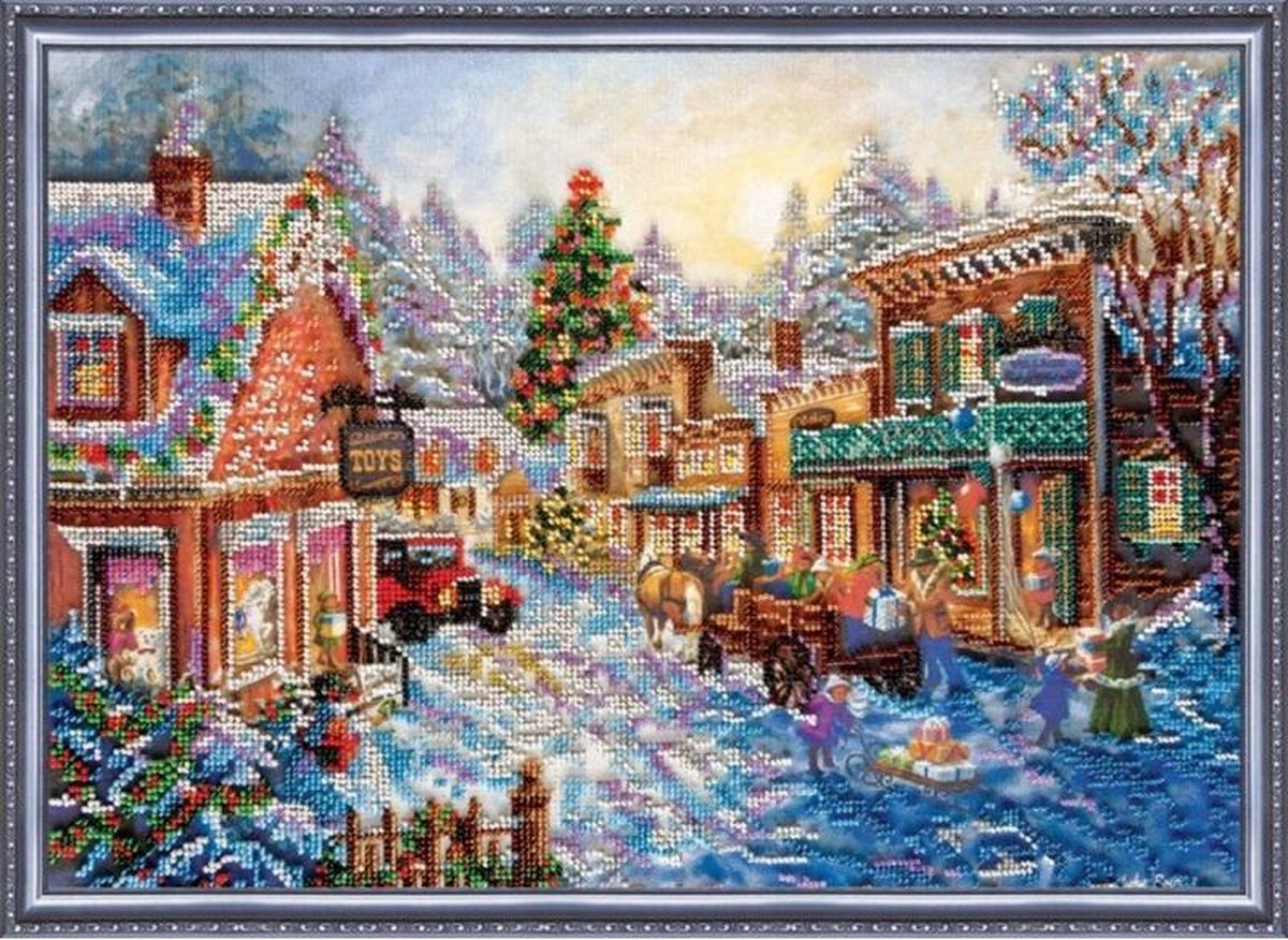 Borduurpakket van KRALEN - MERRY XMAS - ABRIS ART