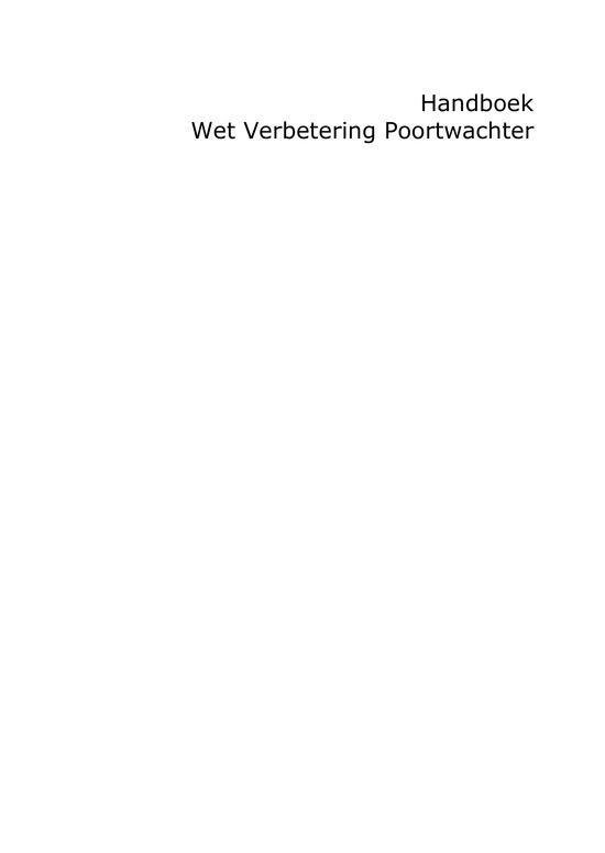 Handboek wet verbetering Poortwachter