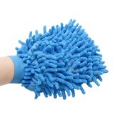 Gant en microfibre double face - Gant de lavage en microfibre - Gant de dépoussiérage - Brosse de nettoyage ménager - Lave-auto - Eponge - Dépoussiérage - Bleu