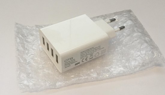 USB thuislader met 4 poorten - Smart IC - 5A / wit
