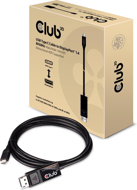 Club3D CAC-1557 USB-C naar DisplayPort Kabel - USB-C Adapter | bol