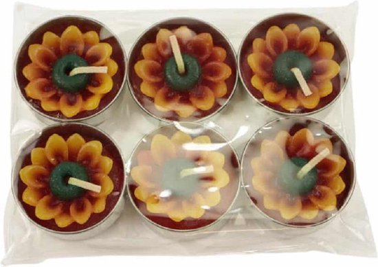 Waxinelichten Zonnebloemen (Set van 6)