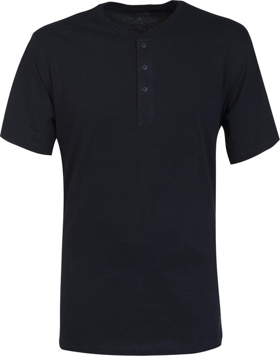 T-shirt lounge homme Schiesser Mix+ Relax (fermeture à bouton) - bleu - Taille XXXL