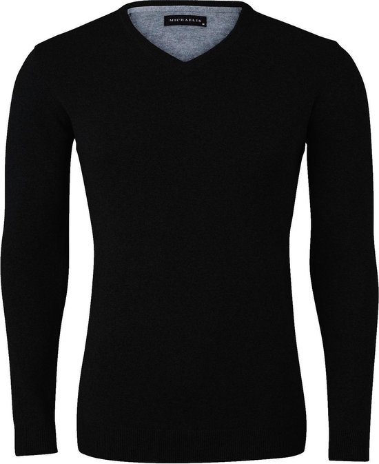 Pull homme noir col V slim