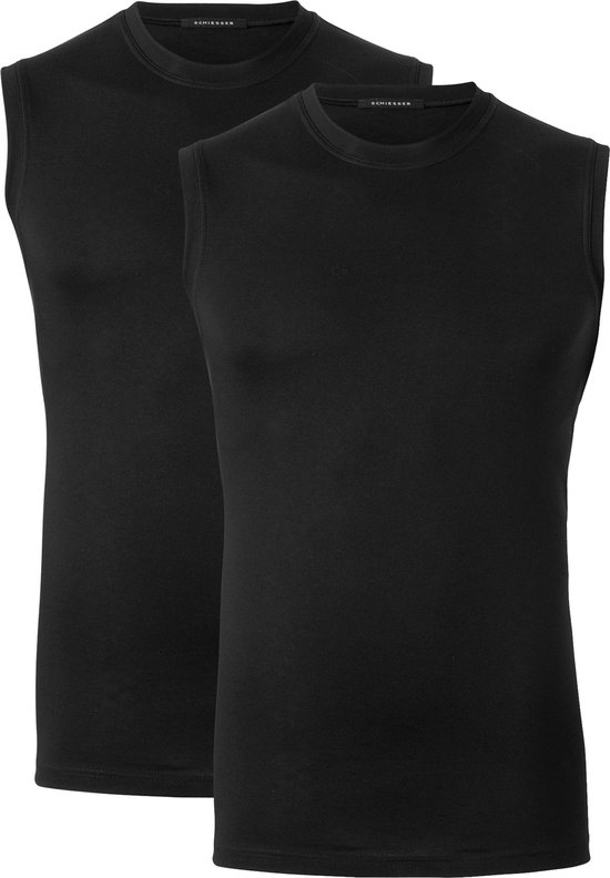 Schiesser American T-shirts - muscle shirt O-hals 2-pack - zwart -  Maat S