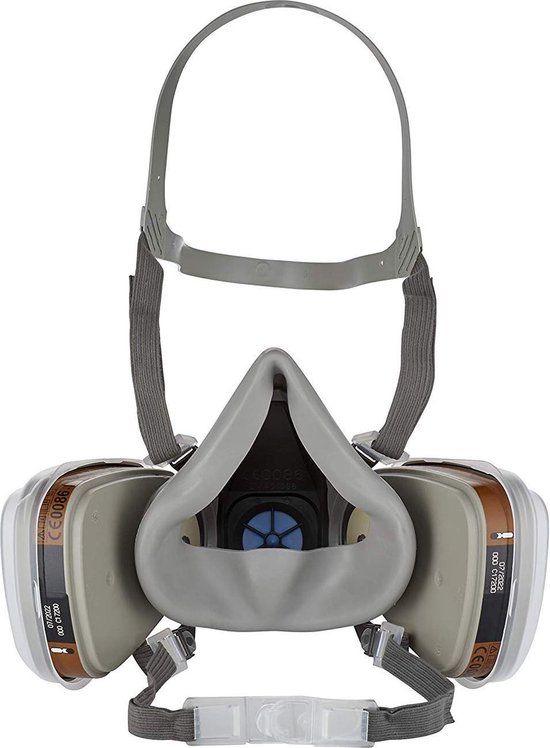 3M 6502 QLPRO Demi-masque avec filtres interchangeables contre les gaz organiques, les vapeurs et les particules – Masque de peinture avec niveau de protection A2P3 pour travaux de pulvérisation de
