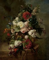 Stilleven met bloemen, Harmanus Uppink, 1789 op aluminium. Afmetingen van dit schilderij zijn 80 x 120 cm
