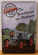 Eicher tractor trekker Reclamebord van metaal 30 x 20 cm GEBOLD BORD MET RELIEF METALEN-WANDBORD - MUURPLAAT - VINTAGE - RETRO - HORECA- WANDDECORATIE -TEKSTBORD - DECORATIEBORD -