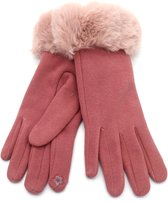 Zachte Handschoenen met Imitatiebont - One Size - Touchscreen Tip - Roze - Dielay