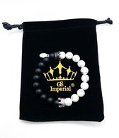 GS Imperial® | Dames Armband | Natuursteen Armband| Kroon Armband | Agaat & Howliet Kralen | Unieke Armband