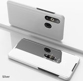 Clear View Mirror Stand Cover + PET Screenprotector voor Galaxy A20e _ Zilver