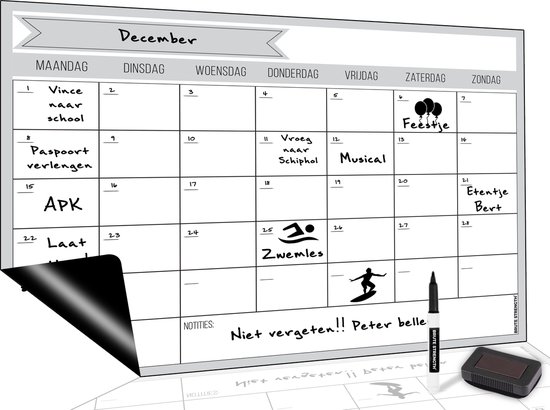 Brute Strength - Magnetisch Weekplanner whiteboard (2) - A3 - Planbord -...  | bol.com