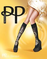 Pretty Polly Baroque Embellished kniekousje kleur Zwart met goud one size - schoenmaat - 36 - 41 - ARK9