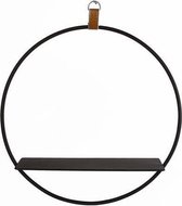 Wanddecoratie - Wandschap Rond "circle" L Zwart Metaal 50x50x12cm