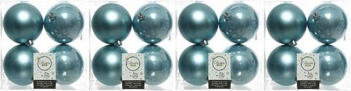 Decoris Kerstballen - 16x st - ijsblauw - D10 cm - kunststof - kerstversiering