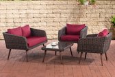 CLP Trosa - Loungeset - 5 mm Rond Polyrotan Bruin gemeleerd robijnrood 45 cm (Dunkelbraun)