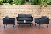 Clp Kiruna Loungeset - 1,25 mm vlak polyrattan - zwart - 45 cm (donkergrijs) grijs