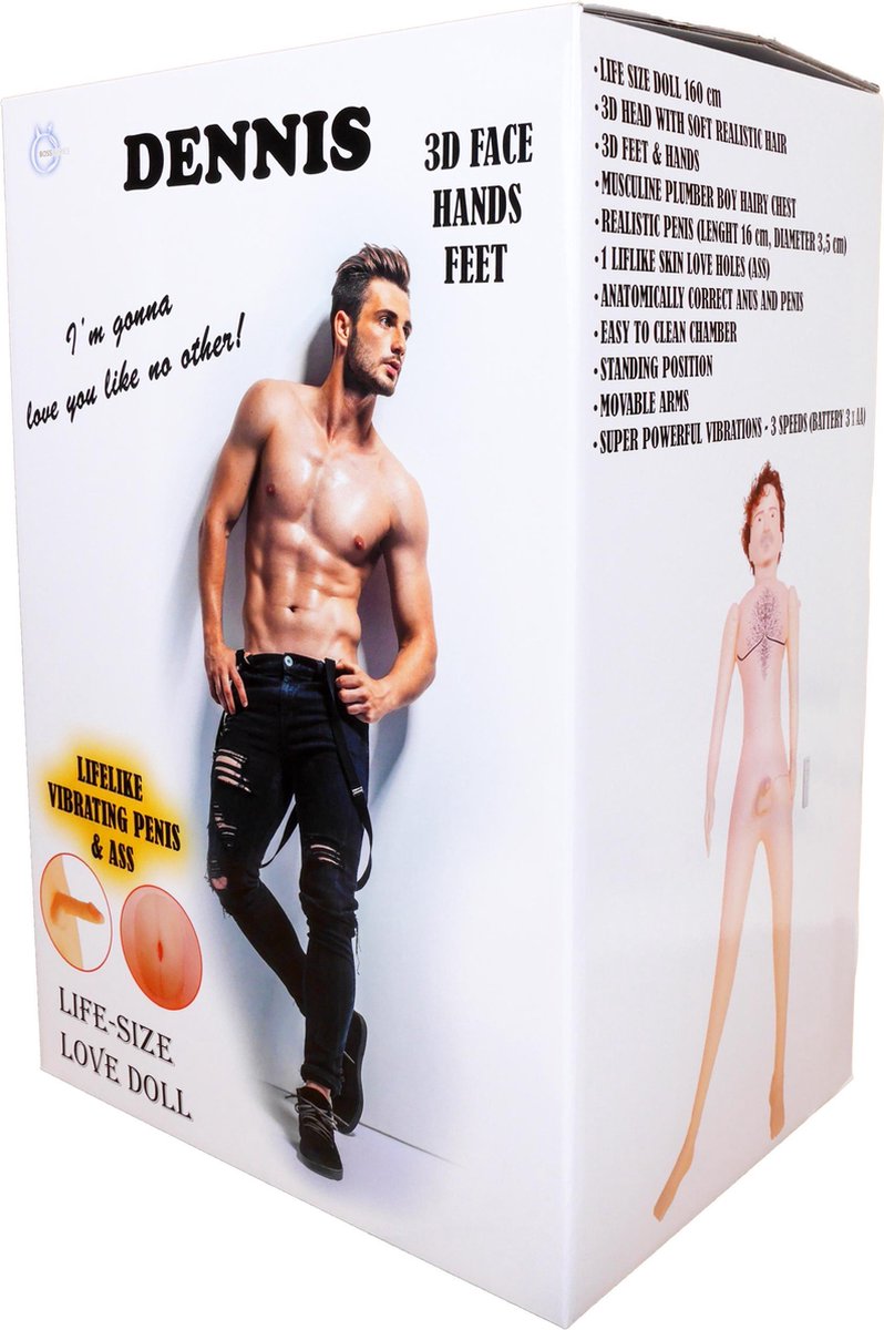 Goedkoopste Bossoftoys - Dennis - Mega blow up doll - vibrating - masturbator - vele optie - triple holes - 59-0003