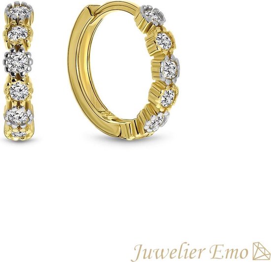 Juwelier Emo - 14 Karaat Gouden met Zirkonia stenen KIDS - 12 mm |