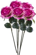 5 x Paars/roze roos Simone steelbloem 45 cm - Kunstbloemen