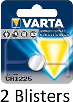 2 stuks (2 blisters a 1 st) Varta CR1225 Wegwerpbatterij Lithium
