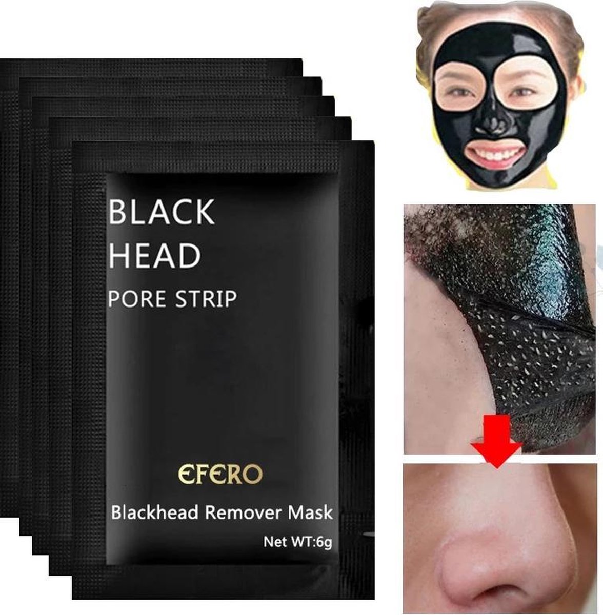 10x Mee eter masker - Black mask peel off - Black head masker pore strip - Black  head... | bol.com