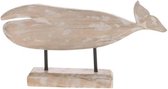 Zomer - Whale On Stand Mango Wood  15x30x5cm White-wash