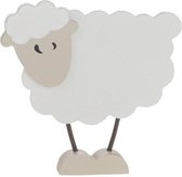 Figuren - Wooden Sheep 14x2x13cm White/taupe