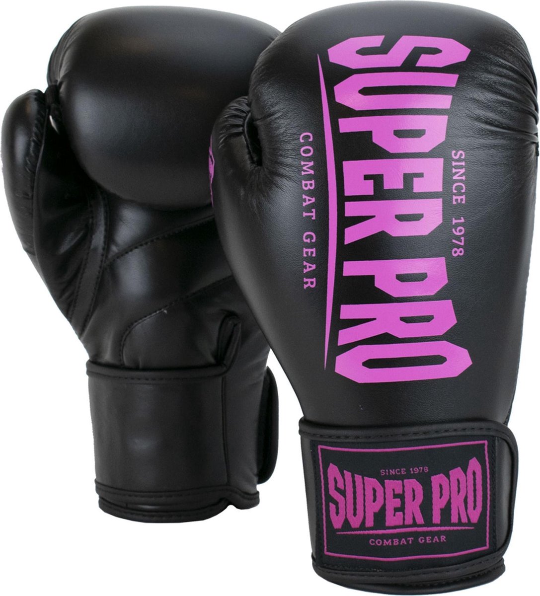 Super Pro Combat Gear Champ (kick)bokshandschoenen Zwart/Roze 10oz
