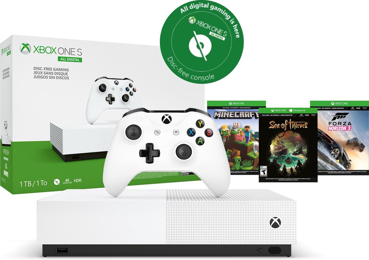 Xbox One S console 1TB - All-Digital (zonder disc-drive) + Forza Horizon 3  + Sea of... | bol