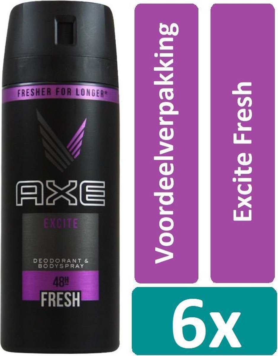 Goedkoopste Axe Deodorant Spray 150 ml Excite Fresh 6 stuks Voordeelverpakking