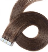 Tape Hair Extensions 50gram 45cm kleur 2 bruin  10dubbele strips 100%echt haar