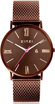 ZINZI ZIW515M horloge - band bruinkleurig -34 mm + gratis Zinzi armbandje