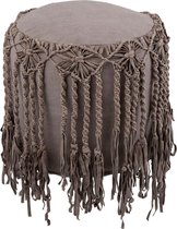 J-Line poef knitted katoen taupe 45 x 45 x 45
