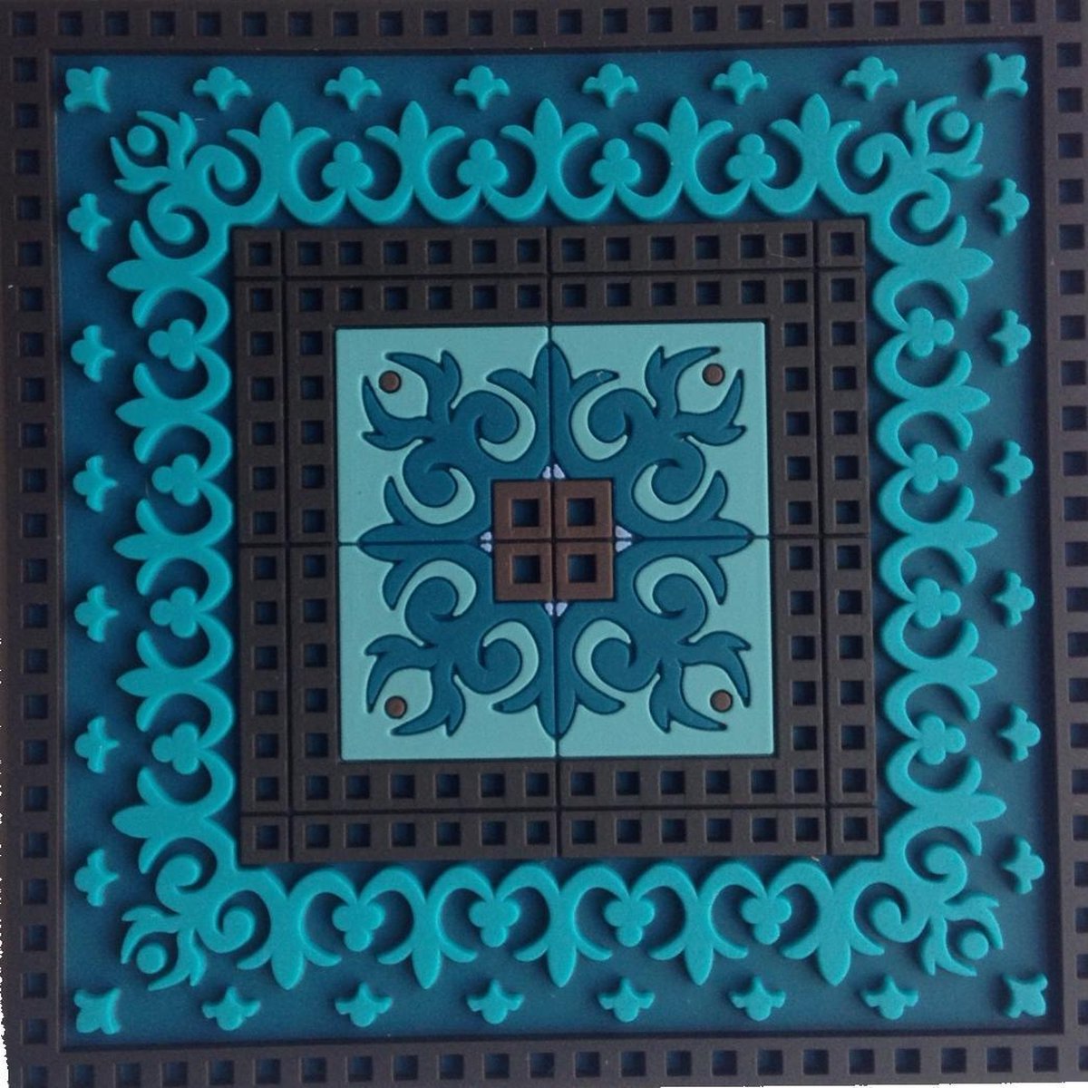 Onderzetters voor glas Blue Mozaïek - Set van vier stuks - anti slip onderzetter