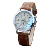 WiseGoods WS1222 - Luxe Quartz Horloge Heren - Herenhorloge met Lederen Band - Bruin - Witte Wijzerplaat