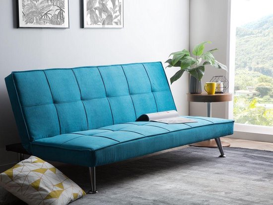 Beliani HASLE - Sofa Bed - Blauw - Polyester