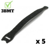 3BMT - Kabelbinders klittenband - set van 5 - zwart - 20 cm - voor organiseren van kabels