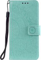 Shop4 - Samsung Galaxy A71 Hoesje - Wallet Case Mandala Patroon Mint Groen