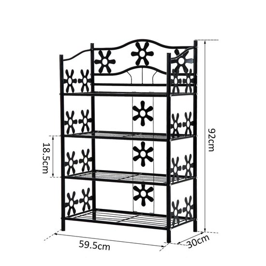 Zstar Bloemenstandaard, plantenstandaard, 7 etages, metaal, binnen, buiten, meerlaagse bloemenrek, plantentrap, hoekrek, staand voor tuin, balkon, decoratie, donkergrijs