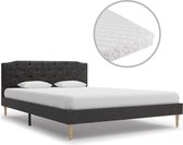 Bed met Matras Zwart 140x200 cm Stof (Incl LW Led klok) - Bed frame met lattenbodem - Tweepersoonsbed Eenpersoonsbed