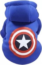 Trui voor honden - Blauwe trui voor hondjes -Captain America Design - Maat S