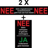 Nee Nee Sticker - Brievenbussticker Nee Nee - Drukwerk Nee - Huis aan Huis Nee - 2 setjes - Nee Geen Verkopers of Geloof Ja Collectes -Promessa-Design.