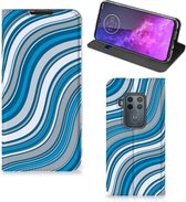 Coque Motorola One Zoom avec Aimant Waves Bleu