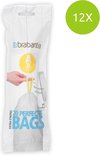 Verpakking met 20 Brabantia Perfect Fit Afvalzakken maat A (3L), met gele trekbandjes.