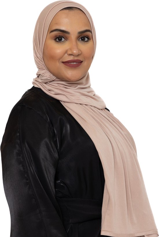 Foulard Stretch en Katoen - Hijab - Écharpe - Turban - Foulard Femme - Couvre-chef Islamique - 60x170 cm - Couleur Abricot