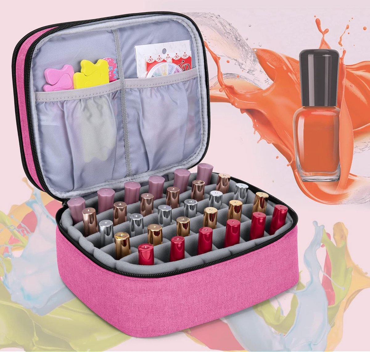 Nagellak Organizer Houdt 30 Flessen (15ml/0.5 fl.oz) en Nail Lamp Case, Dubbellaags Ontwerp Nagellak Draagtas Draagbare Gel Nail Supplies Organizer Tassen, Grijs, Grijs Nagellak Organizer Houdt 30 Flessen (15ml/0.5 fl.oz) en Nail Lamp Case, Dubbellaags Ontwerp Nagellak Draagtas Draagbare Gel Nail Supplies Organizer Tassen, Grijs, Grijs